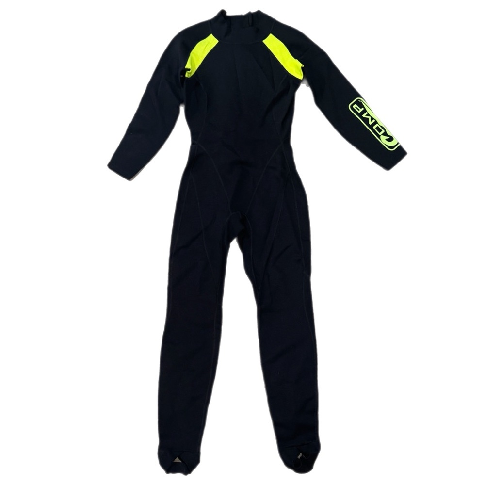 COMP Full Body Wetsuit Black Neon Yellow Full Back Zip Women’s Size 7/8